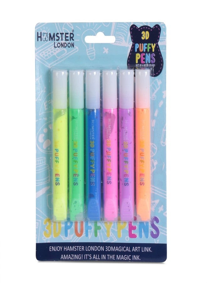 HAMSTER London Magic Puffy Pens For Kids Drawing,Coloring&Fun Activity,Pack Of 6,Multicolor - Image 3